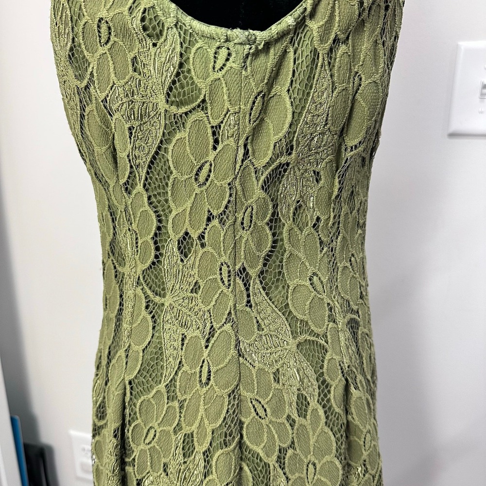 Altar'd State Lace Dress L Olive Green Floral Sleeveless Fit Flare Boho Romantic - Picture 4 of 10